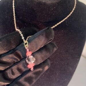 PINK RADIANCE — Handmade Rose Gold Wire-Wrapped Pink Glass Pendant Necklace